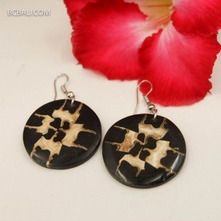 Handcrafted Resin Natural Shell Earrings by Balinese Artisans